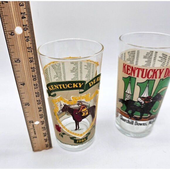 Vintage Kentucky Derby 1980's Glasses Equestrian Horse Barware - Picture 9 of 12